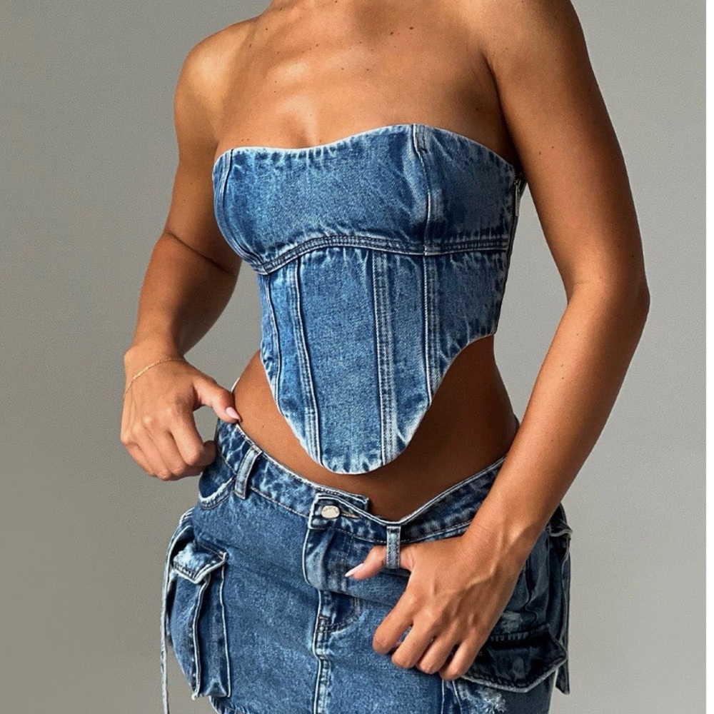 Denim Blue Skirt Set